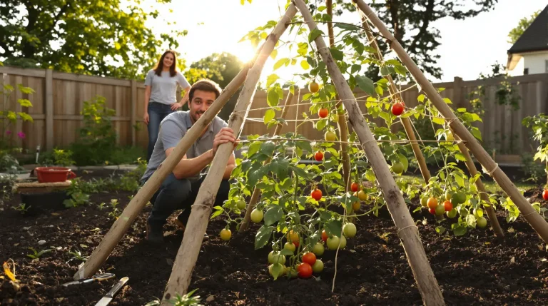 Mes voisins m’ont demandé comment j’avais fait : ce tuteur à tomates maison se fabrique en 10 minutes